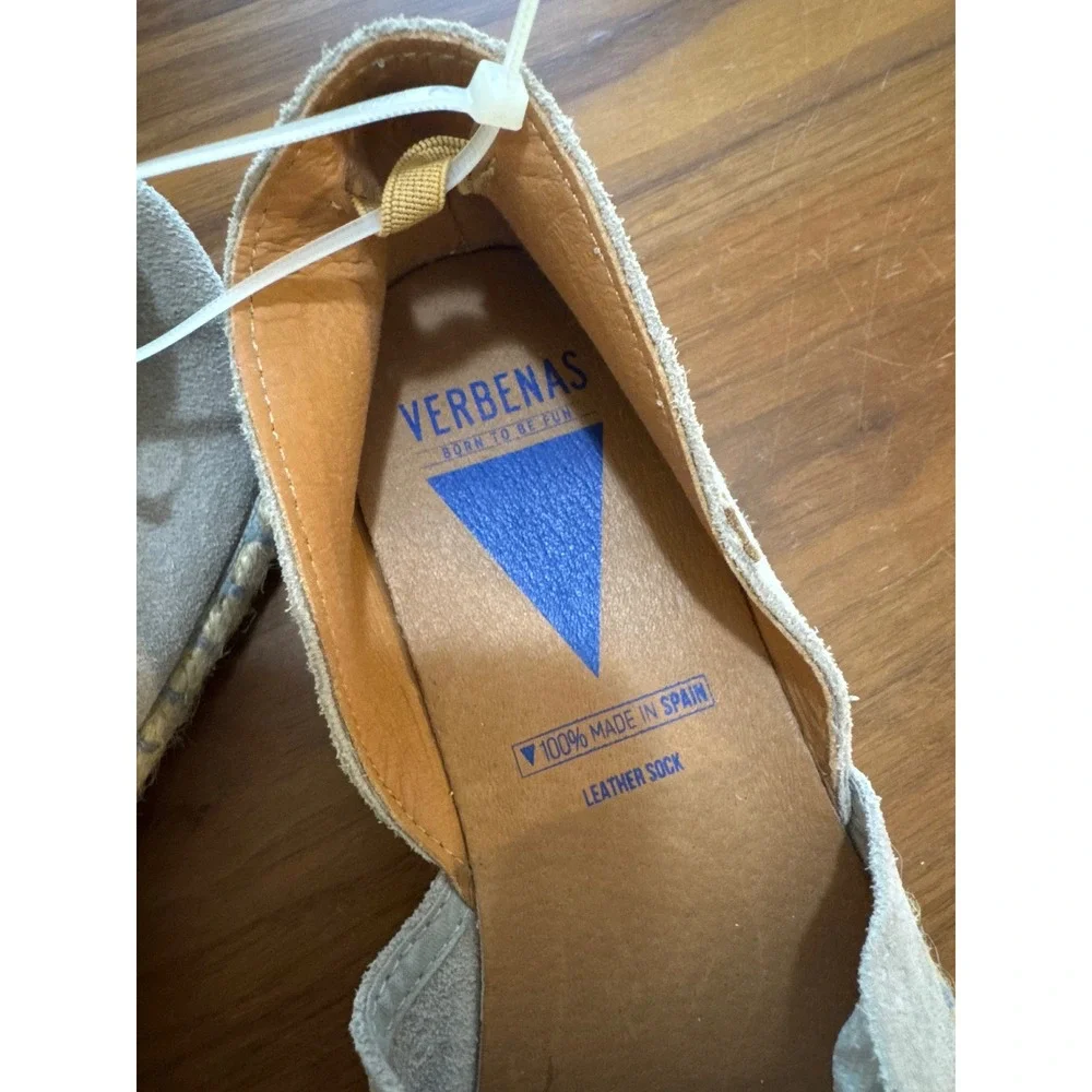 Verbenas Gaudi Grey Suede Espadrille Flats Made in Spain Size 40